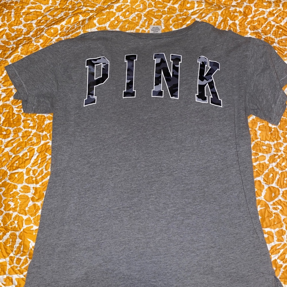 PINK VS grey camo logo V-neck